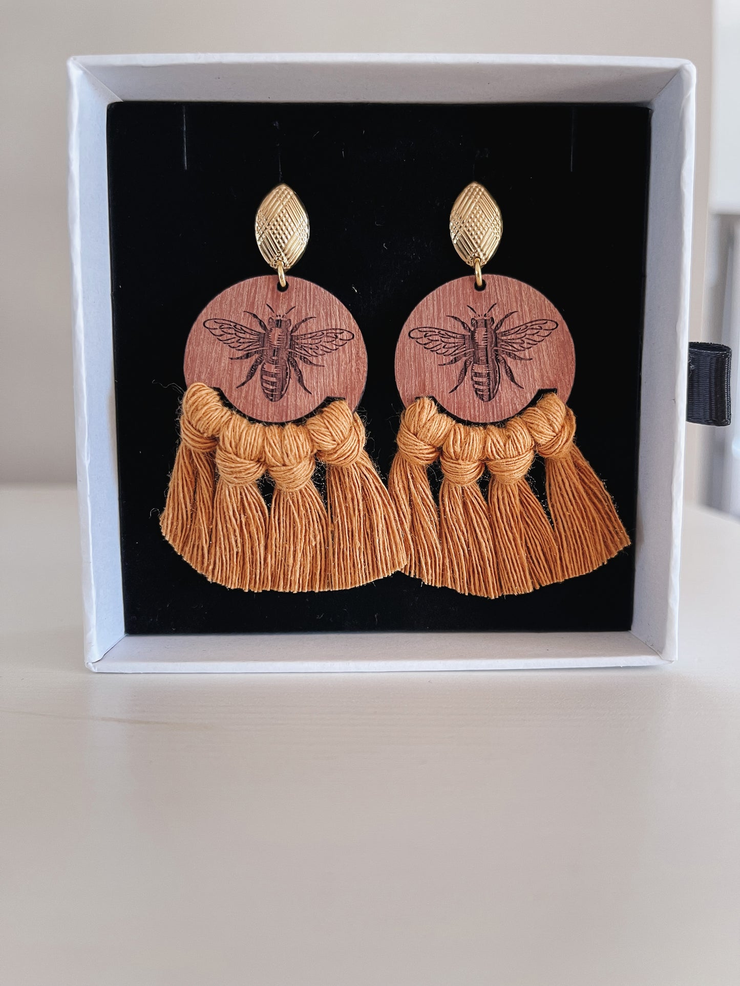 Highland Weave Earrings- Mustard Bee Art Deco