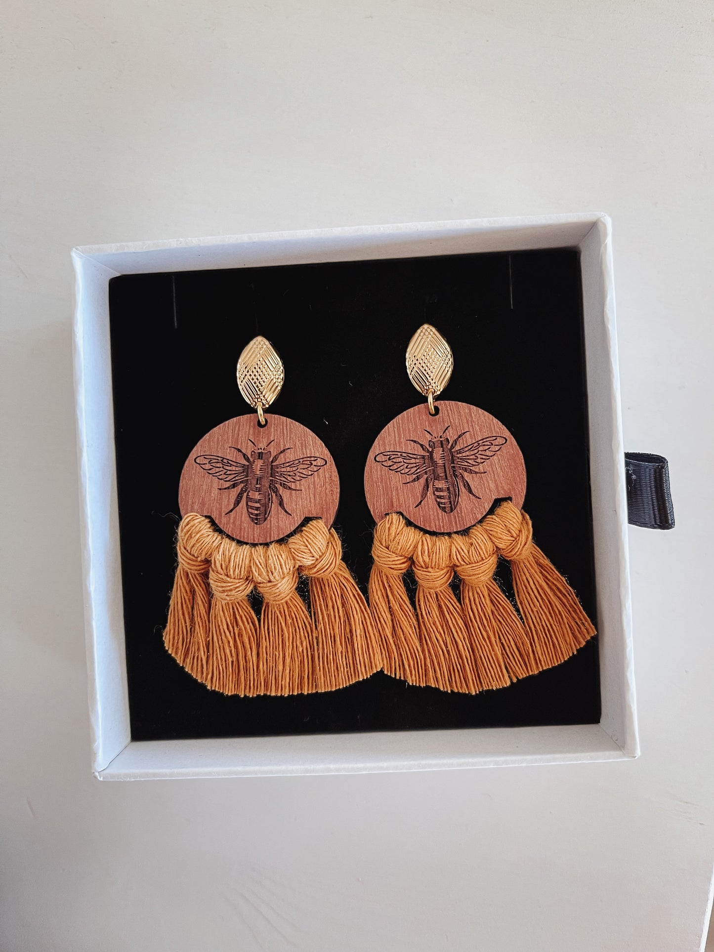 Highland Weave Earrings- Mustard Bee Art Deco